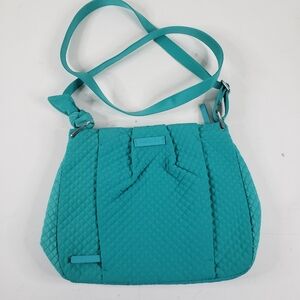 Vera Bradley Turquoise "Hadley" Quilted Pleated Crossbody Bag Purse